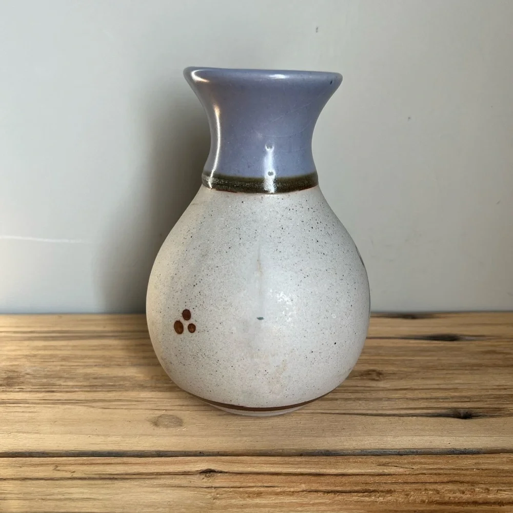 Mexican Tonala Sandstone Pottery Vase Bird Floral